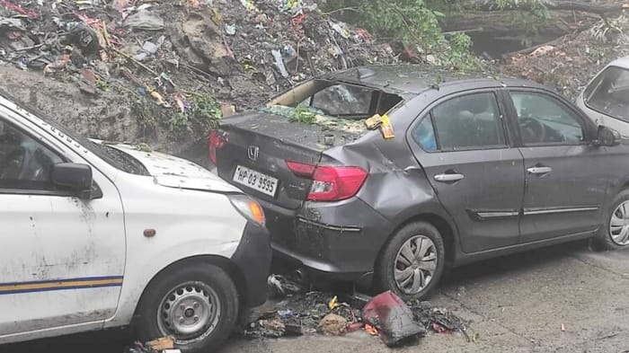 himachal weather update heavy rain in himachal many road closed vehicles buried in landslide