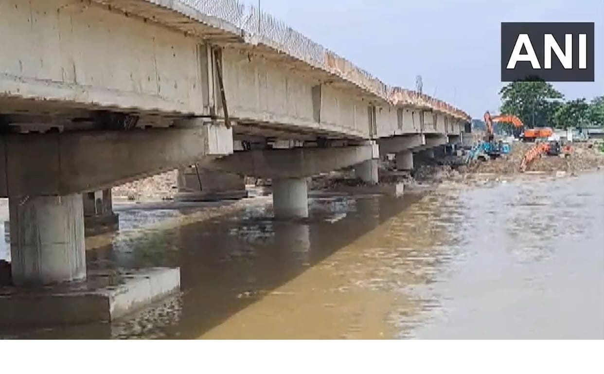 After bhagalpur overbridge collapse in bihar Pillar of an under-construction bridge on Mechi River in question