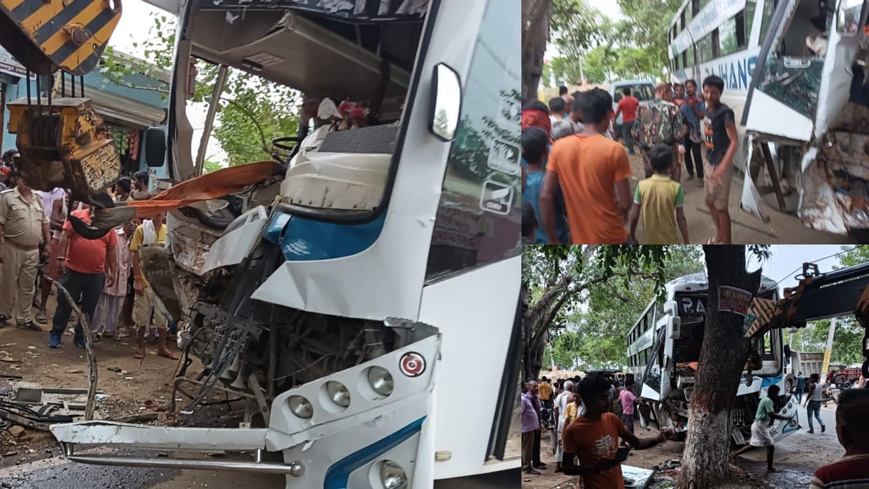Passenger bus coming from Chhattisgarh to Patna collided with tree near Naubatpur Vikram Mor; 18 injured