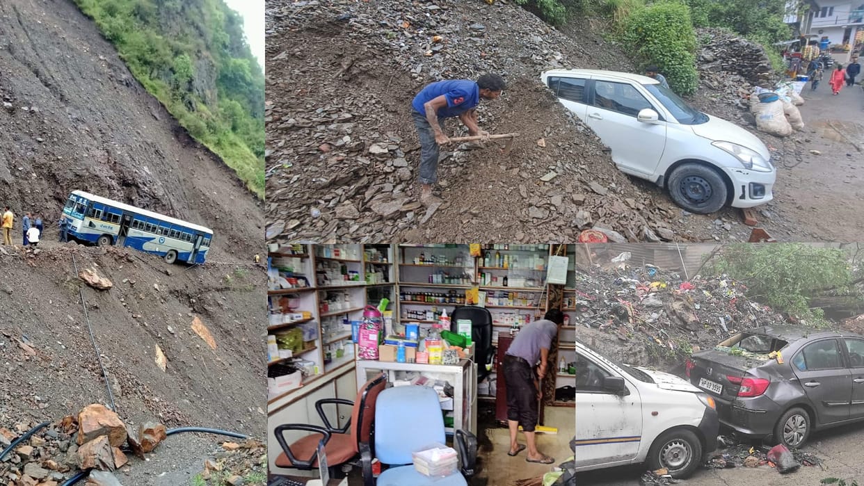 himachal weather update heavy rain in himachal many road closed vehicles buried in landslide