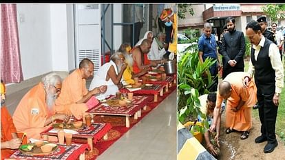 CM Yogi Adityanath refreshments with saints left for Gautam Buddha Nagar