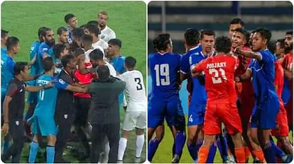 SAFF Championship Video: भारत के लगातार दूसरे मैच में बवाल, पाकिस्तान के बाद नेपाल के खिलाड़ियों से हुई लड़ाई Indian Players clashed twice in SAFF Championship, after Pakistan indian player clashed with Nepal Watch Video