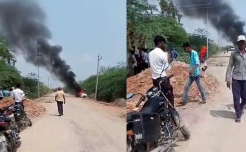 The moving car became a ball of fire, narrowly saved the lives of four people, traffic stalled for half an ho