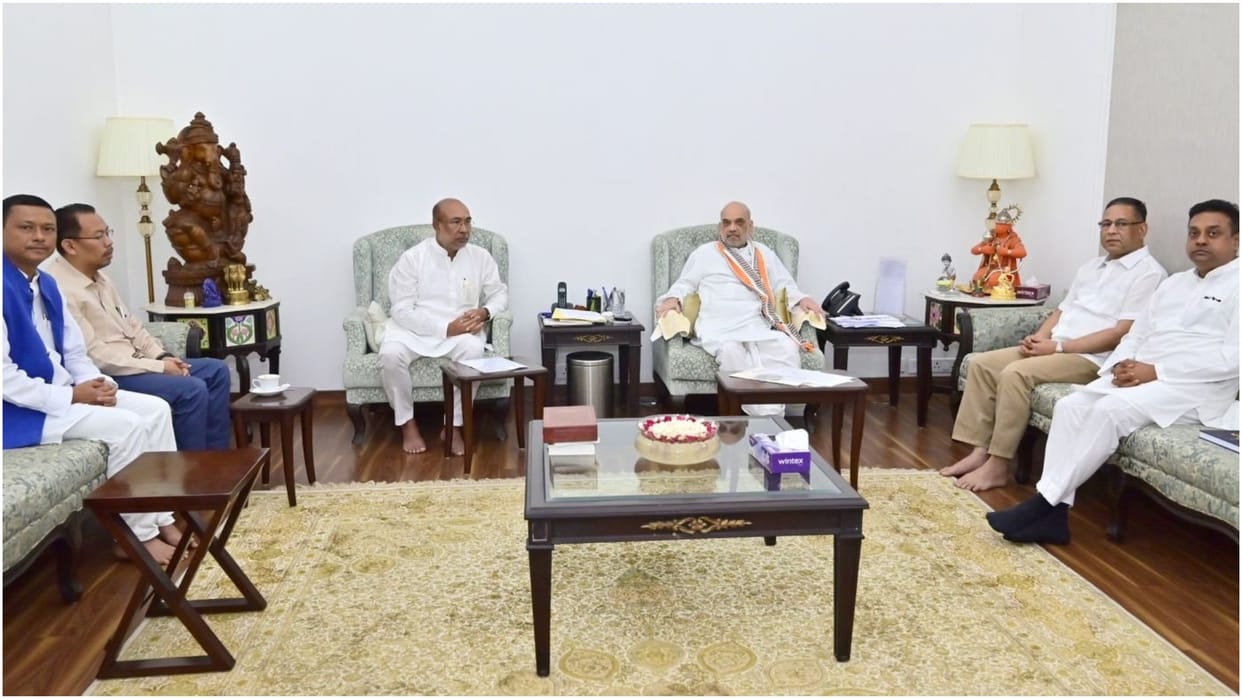 Manipur CM N Biren Singh meets Home Minister Amit Shah in Delhi, briefs about situation in state