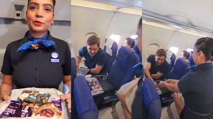 MS Dhoni playing game in flight, air hostess offered chocolate and give letter; to which Mahi smiled, Video