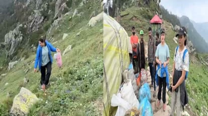 Sirmour: चूड़धार के रास्ते में फैलाई जा रही गंदगी से पर्वतारोही बलजीत आहत, टीम के साथ चलाया सफाई अभियान Mountaineer Baljeet hurt by the filth being spread on the way to Churdhar, cleanliness drive with the team