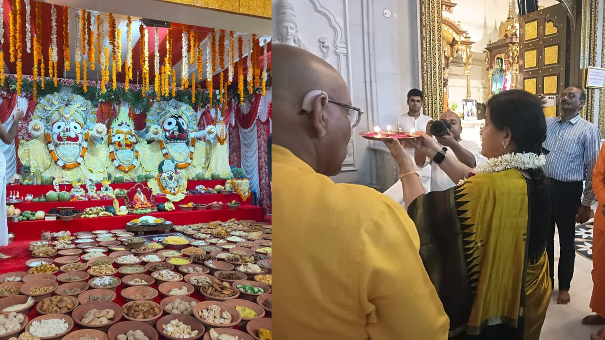 Ujjain: Minister Usha Thakur arrives to visit Gundicha of ISKCON takes blessings of Lord Jagannath