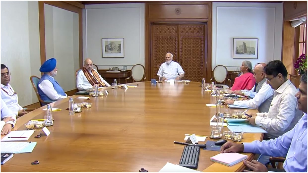 Prime Minister Narendra Modi chairs an important meeting in Delhi Amit Shah Nirmala Sitharaman Presents