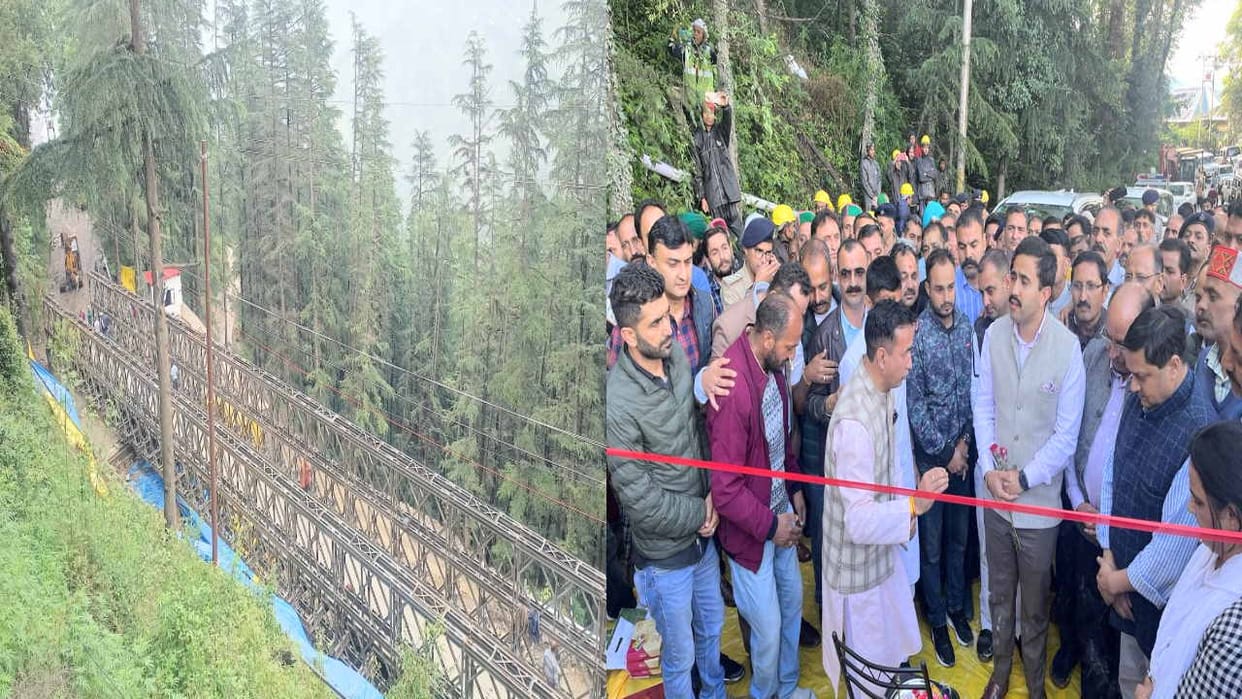 nh 5 restored in Theog, Minister Vikramaditya singh inaugurated Bailey Bridge, notification also issued