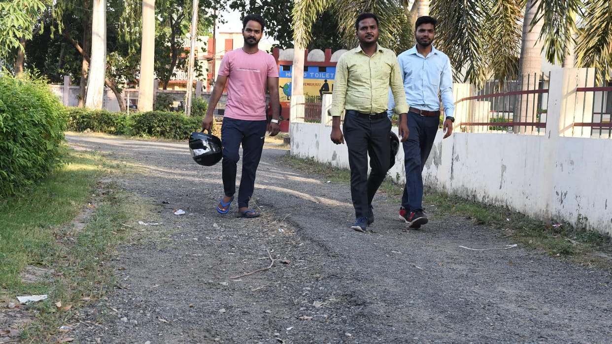condition of gorakhpur city parks deteriorating road ballasts scattered in park