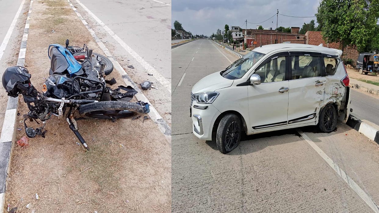 Two killed in uncontrolled car and bike collision in gorakhpur