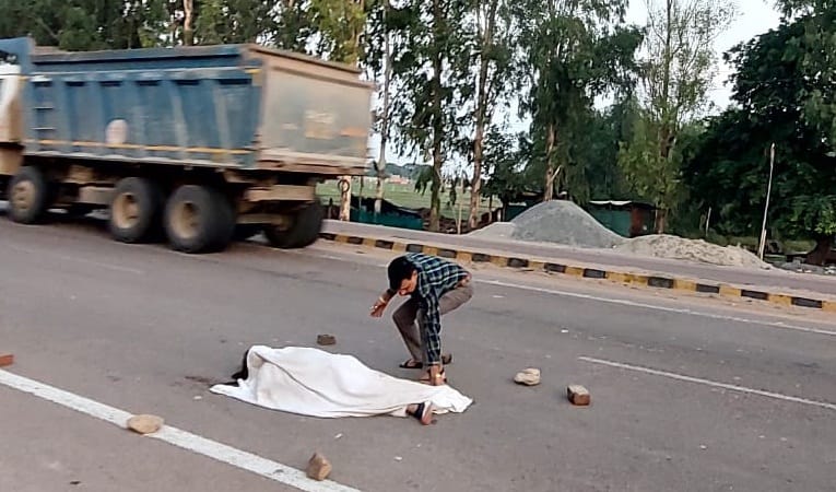 Woman Died in collision with unknown vehicle, was posted in CMO office, body sent for post-mortem