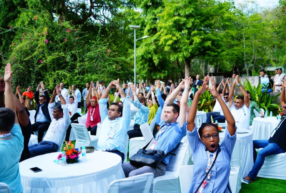 G20 Summit Uttarakhand Foreign guests doing yoga meditation at Beatles Ashram and Ganga Aarti