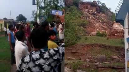 पहाड़ टूटने पर मौके पर इकट्ठा हुए लोग