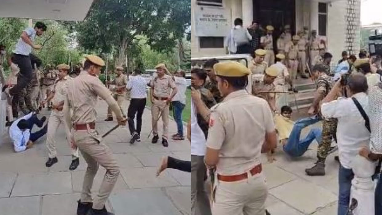 Rajasthan University Lathi charge on students during syndicate meeting in Rajasthan University