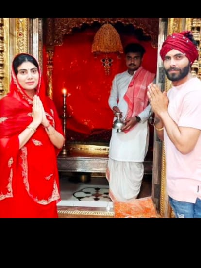 Ravindra Jadeja, visited, Ashapura Maa, wife, Rivaba Jadeja
