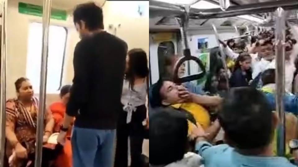 Delhi Metro Video aunt got angry on couple indecent act