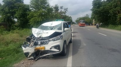over speed car crash the bike rider in bareilly