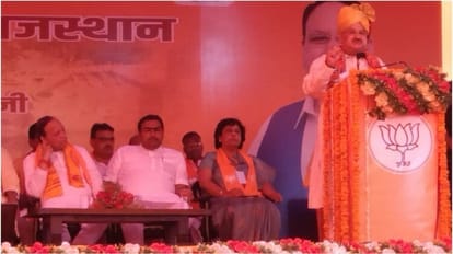 JP Nadda Rajasthan Visit BJP Chief Jagat Prakash Nadda attacked Congress on dynasty and familyism in Bharatpur