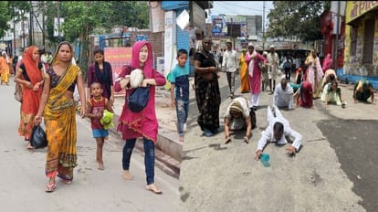 Chaitanya Baba circumambulate Girirajji twice daily with group even after breaking his leg