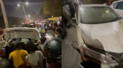 Patna News : पटना हाईकोर्ट के पास बेली रोड पर दो कारें टकराईं, चार लोग गाड़ी में फंसे Road traffic accident in Patna : car collided on Bailey road near Patna high court, many injured dead bakrid