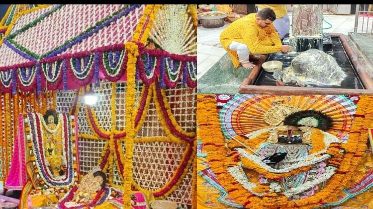 Shri Banke Bihari temple: फूल बंगले में विराजकर आराध्य ने भक्तों को दिए दर्शन, जयकारों से गूंज उठा परिसर