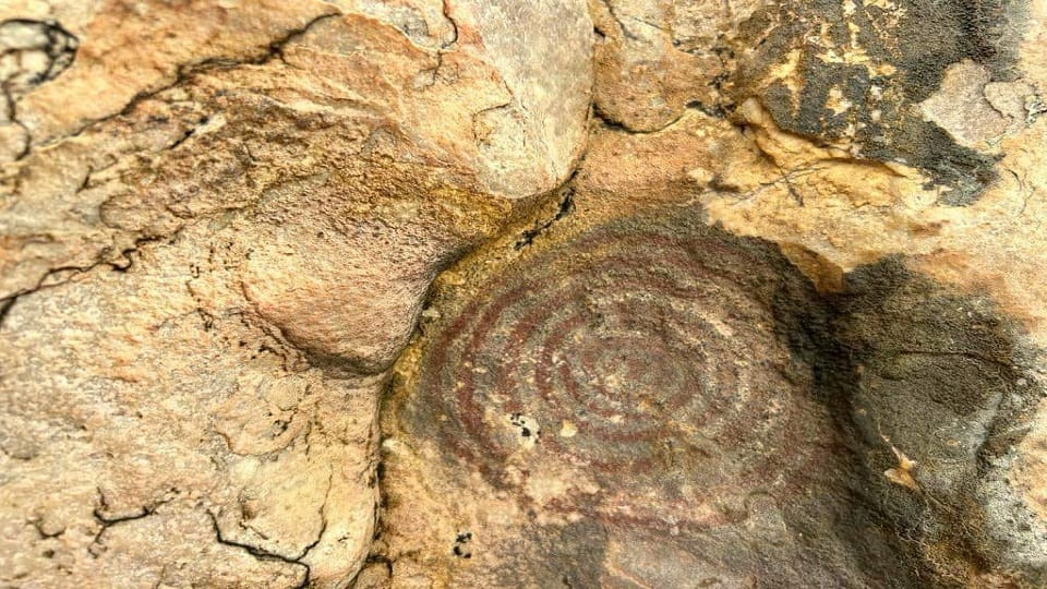 Preparation to preserve three thousand year old rock painting