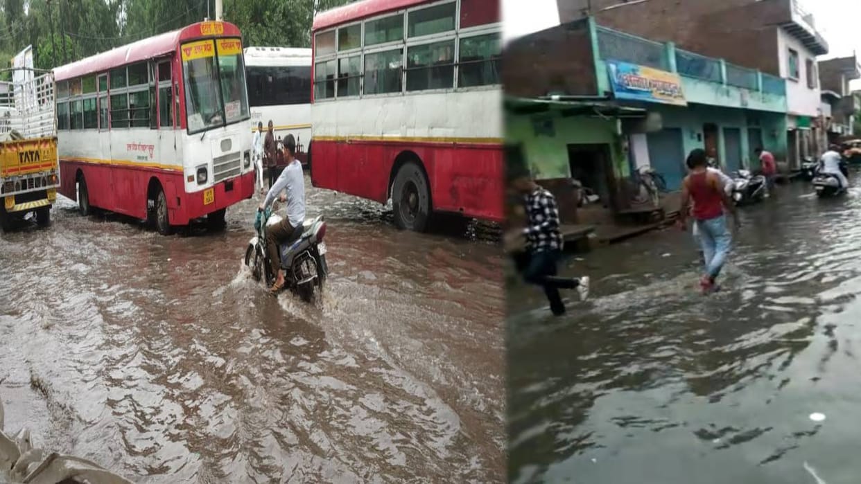 Drains choked and roads turned into canals in first monsoon rains in Smart City Agra