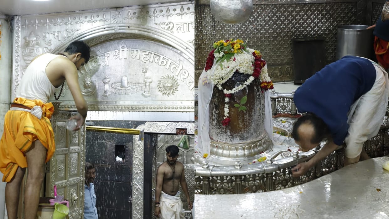 Ujjain Cleaning of Rudra Yantra started in the sanctum sanctorum of Mahakaleshwar temple