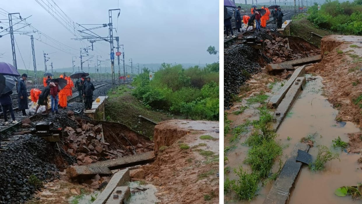 MP News: Due to heavy rains in Katni, soil of railway track was cut, operation of many trains affected
