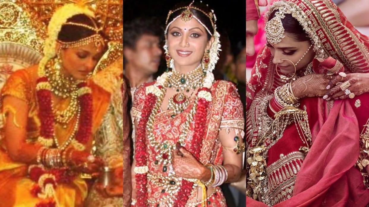 Wedding Outfit of bollywood actress aishwarya rai to shilpa shetty