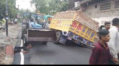 Road built before CM Yogi visit to Mathura caved in at many places