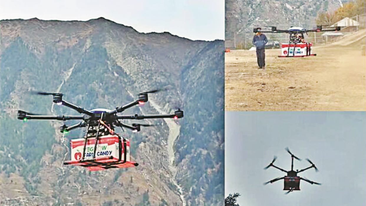 Drone use for Apple Supply in Kiinaur Himachal Pradesh six rupee per Kg price decided