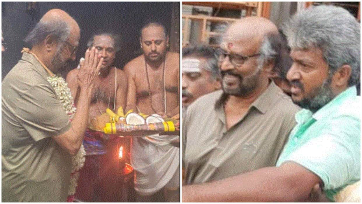 Rajinikanth seeks blessings at Annamalaiyar temple while shooting for daughter Aishwarya film Lal Salaam