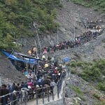 बालटाल से अमरनाथ गुफा की तरफ रवान होते श्रद्धालु