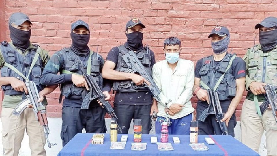 Srinagar: Lashkar helper arrested with four perfume IEDs during Amarnath Yatra.