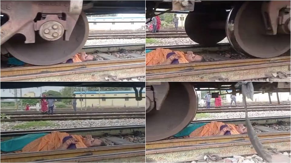 Defeated death goods train passed over woman who fell on rail track in kasganj up news