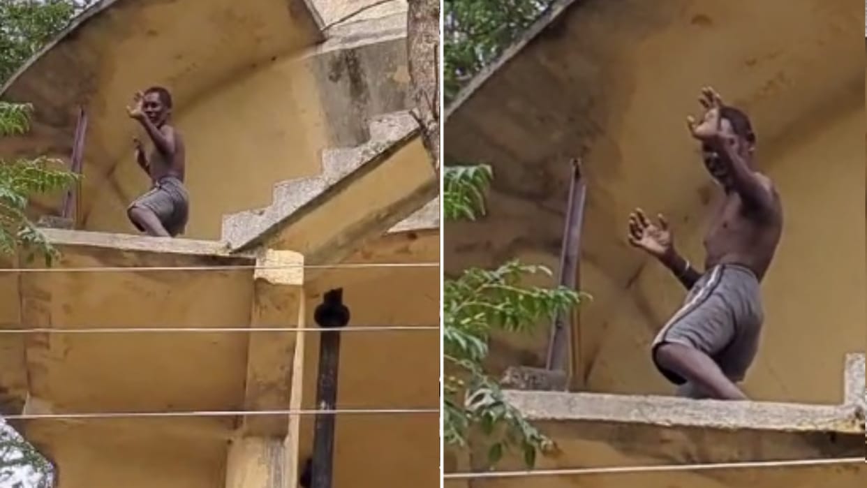 Drunk retired teacher started dancing by climbing on water tank in ambikapur