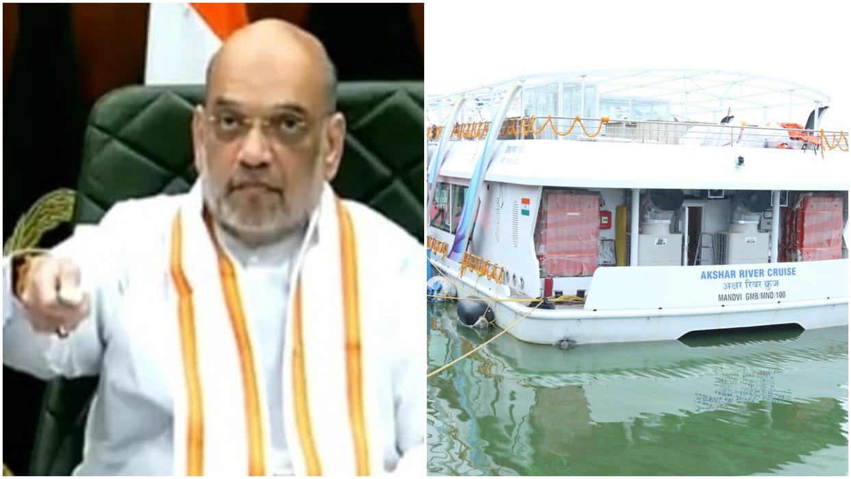 Amit Shah virtually inaugurates 'Akshar River Cruise' at Ahmedabad's Sabarmati Riverfront