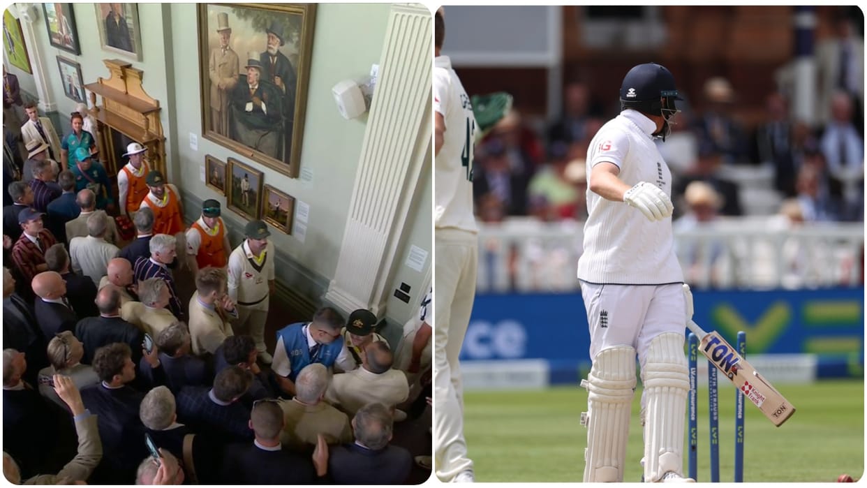 Usman Khawaja clash video with MCC members in lords long room security guard separates them