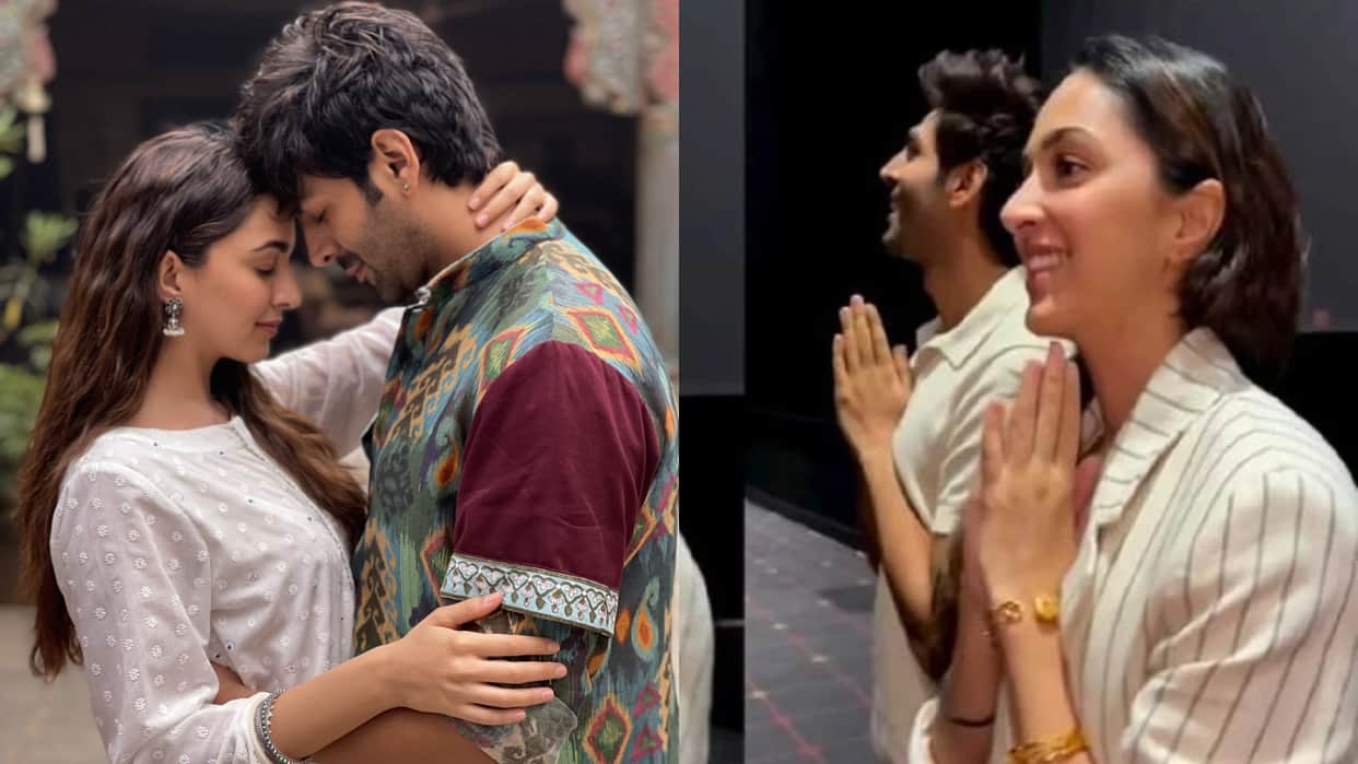 Satyaprem Ki Katha Kartik Aaryan Kiara surprise fans film screening netizens treat them with standing ovation