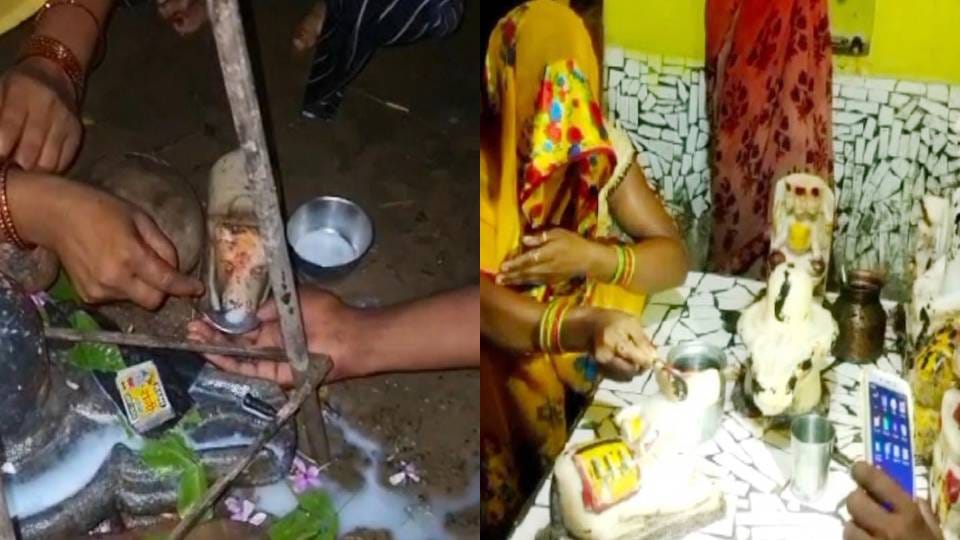 Devotees queue up at Bholenath temples to offer milk to Nandi deity in Agra