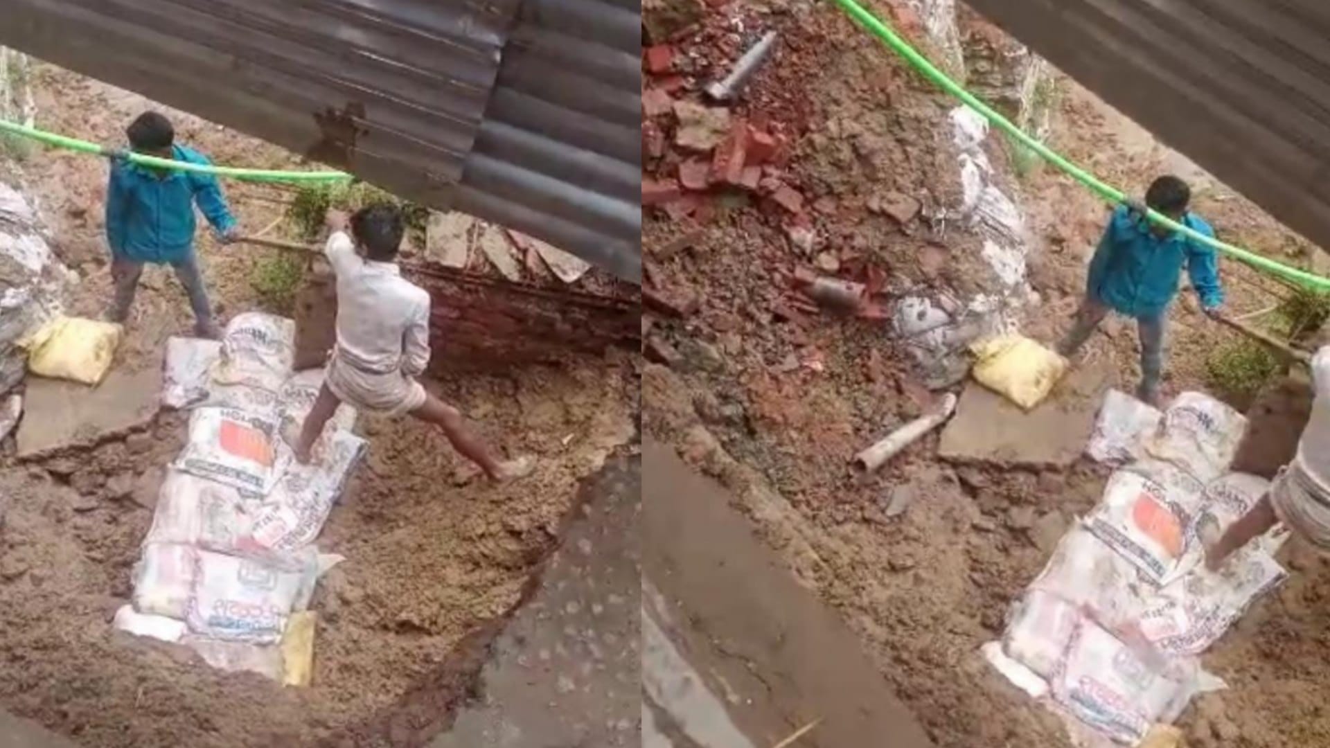 A road got sinked in vajeerganj in Lucknow.