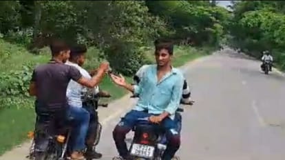 Stunt video surfaced while sitting upside down on bike in Rampur