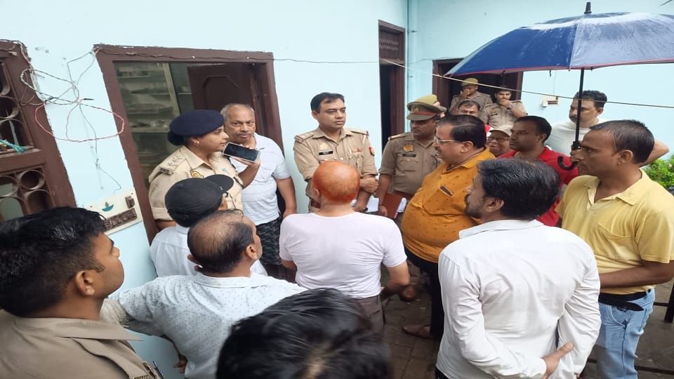 people protest against vandalism in the house near the Ala Hajrat Dargah in Bareilly