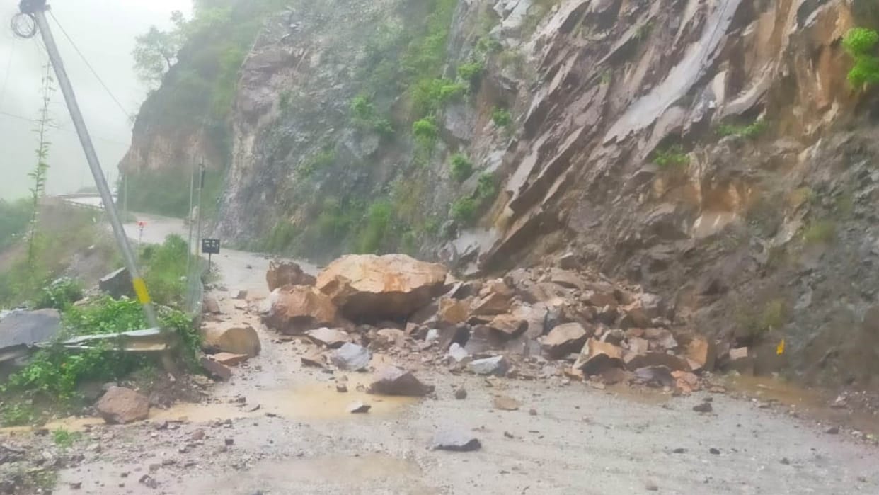 Uttarakhand Weather Landslide in Nainital river drain overflowing due to heavy rains roads sunk Watch Photos