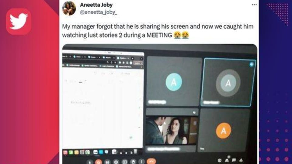 Manager accidentally shares screen while watching Lust Stories 2 during official team meeting