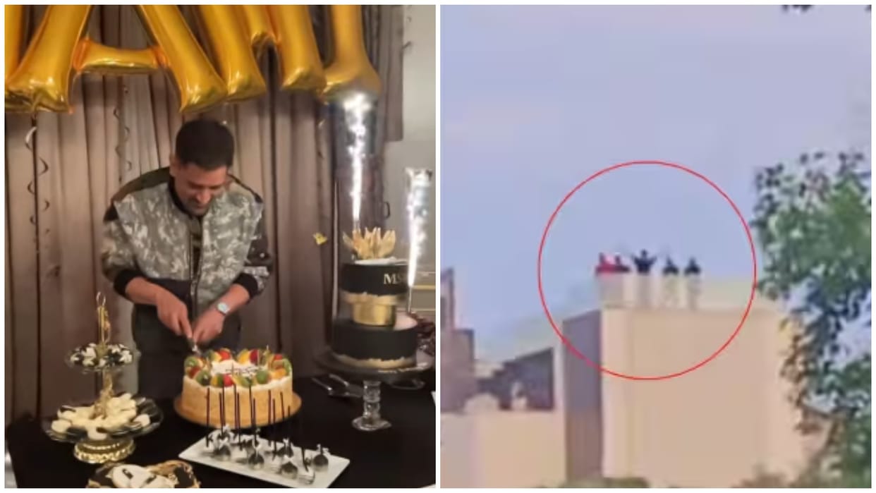 Video MS Dhoni said thank you to fans on his birthday Mahi stood on terrace when crowd gathered outside house