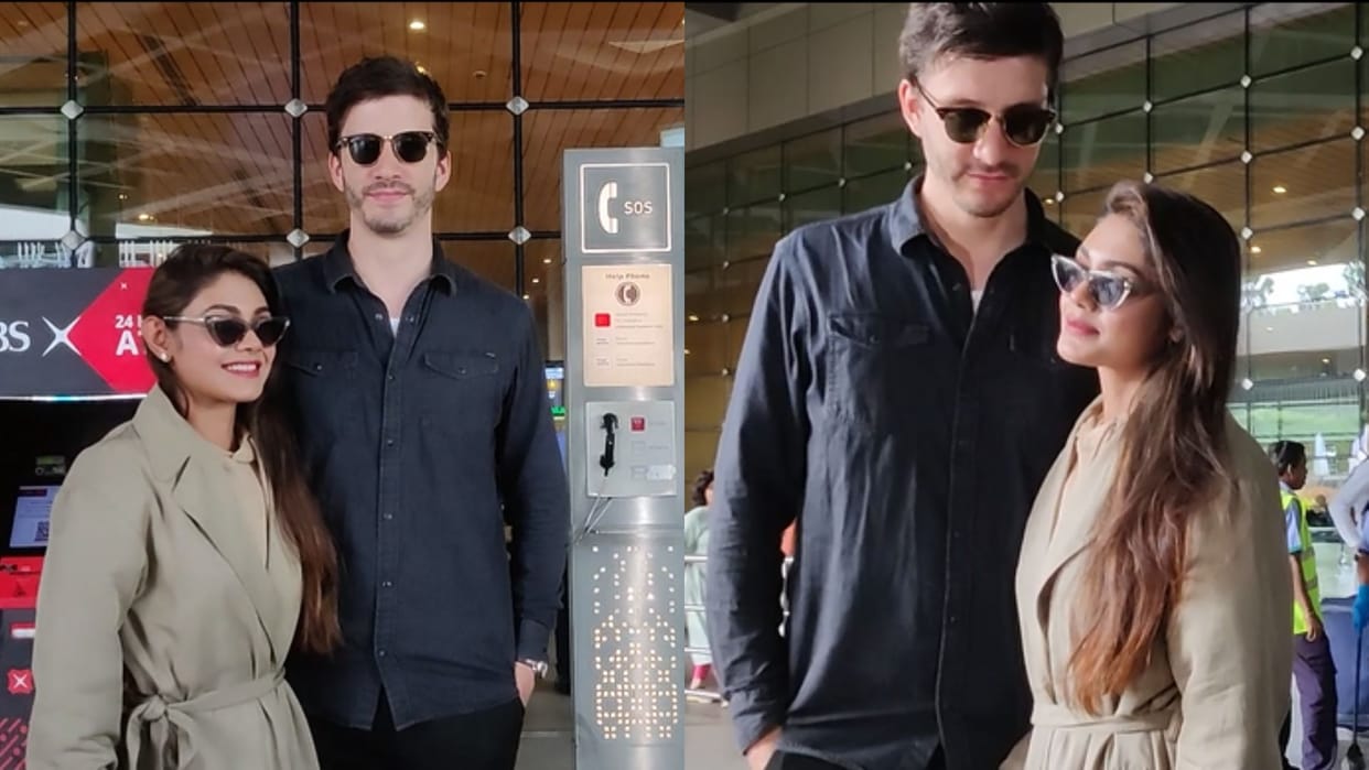 Sreejita De and michael blohm arrived mumbai for first time after wedding