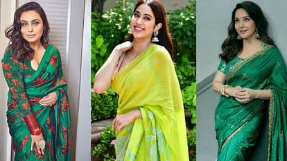 Sawan 2023 bollywood actress in green saree Madhuri Dixit to janhvi kapoor